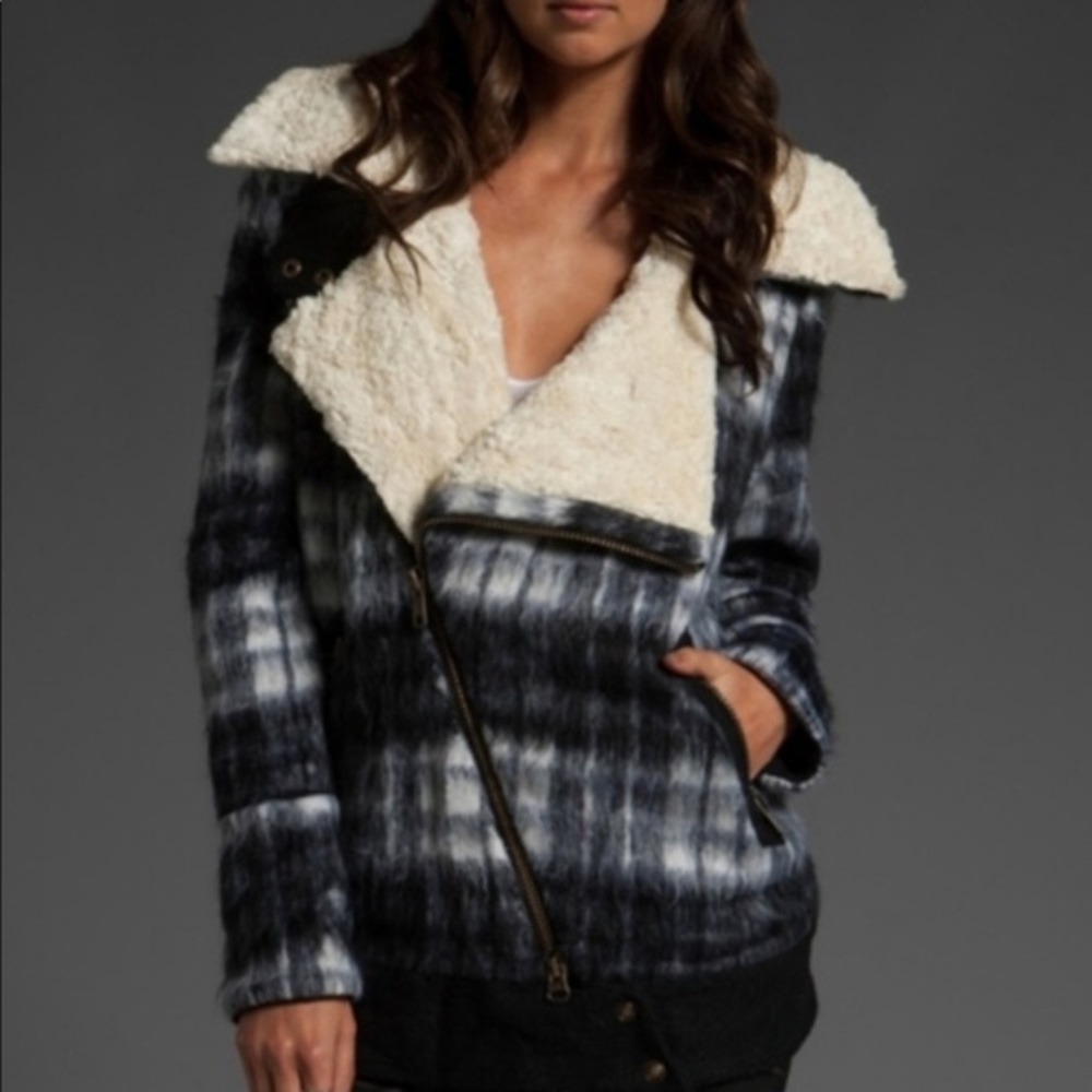 Free People Wool Sherpa Moto Coat